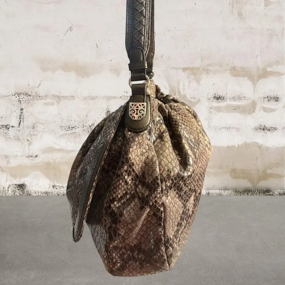 Brighton Peuter Snake Print Hobo Shoulder Bag with Dust Bag